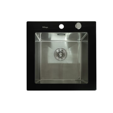 Quinn Large Bowl Glass Kitchen Sink Black - Silver