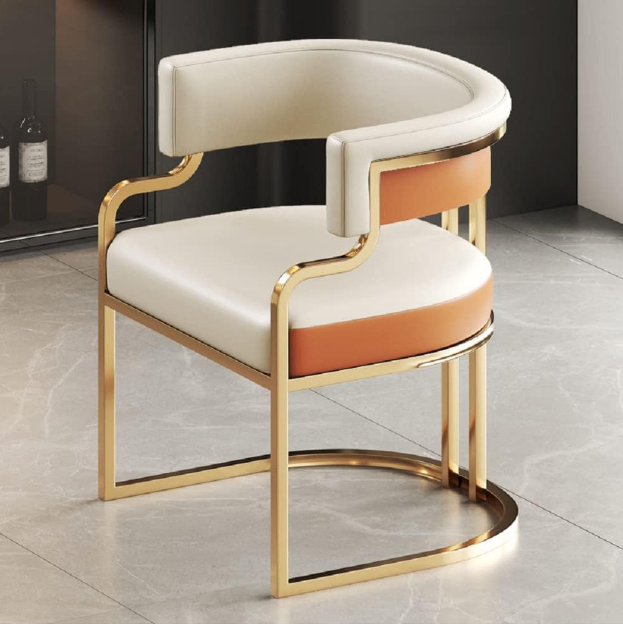 IG Furn- KZ Dining Chair ( Beige & Orange)