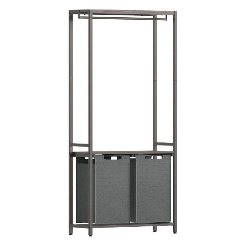 Bragg Riga Laundry Basket with Clothes Rail and Removable Bags, Grey