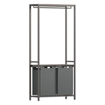 Bragg Riga Laundry Basket with Clothes Rail and Removable Bags, Grey