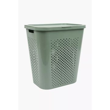 85L DOTTED LAUNDRY BASKET Sturdy Plastic Laundry Storage with Lid