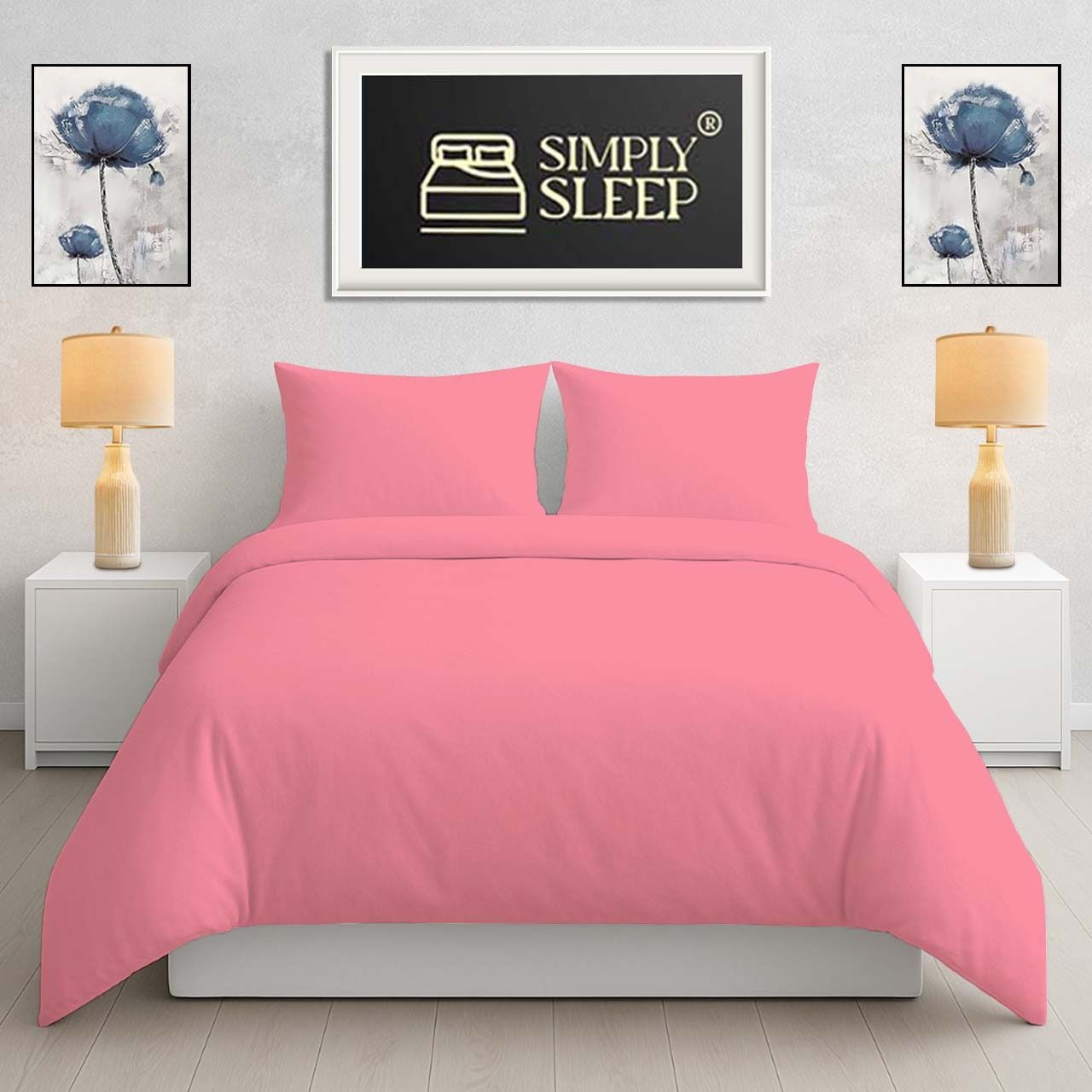 Everyday Collection Duvet Cover Set - Plain - 90GSM- (6Sets) Pink Frosting - Super King