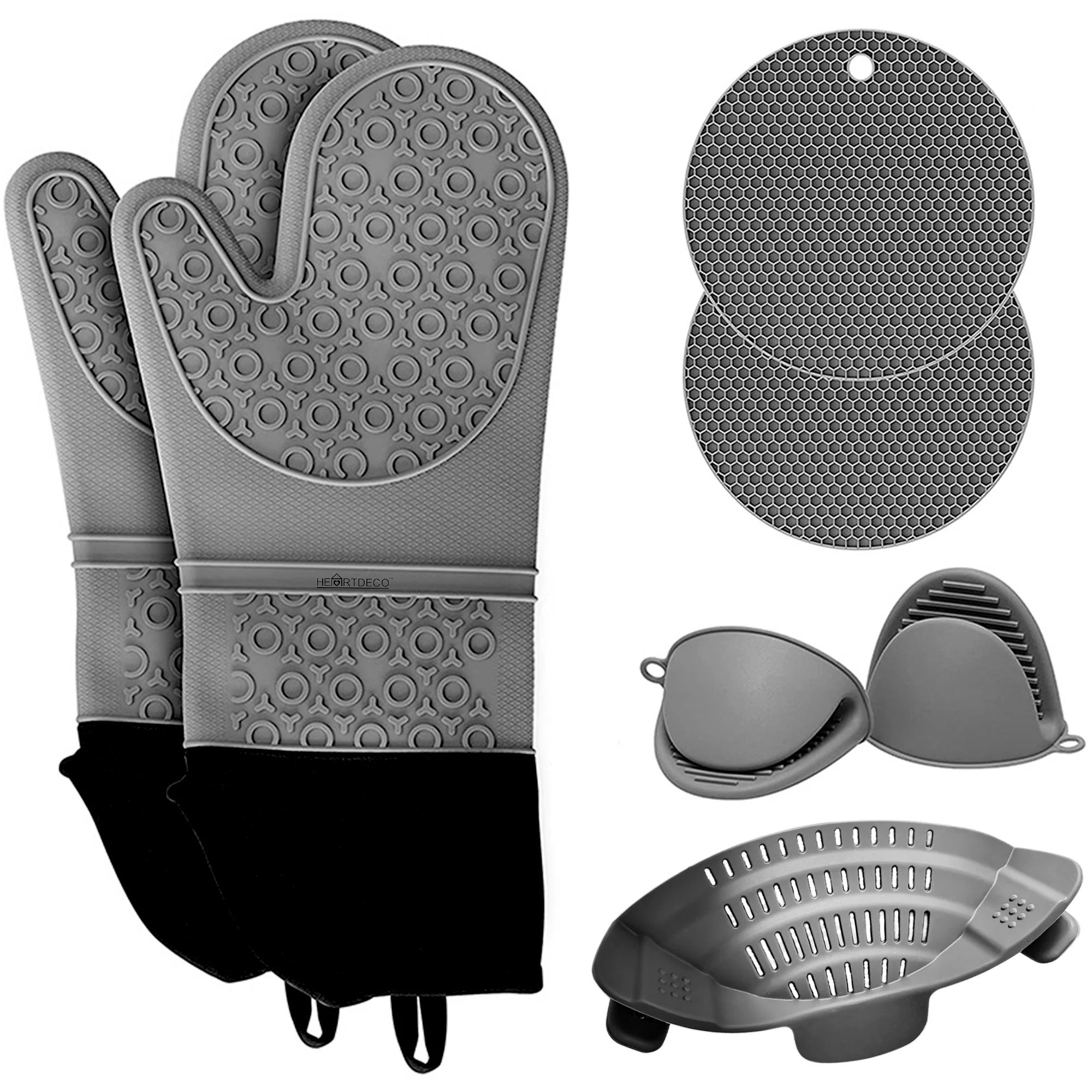 Heat Resistant Silicone Oven Gloves Mitts 7PCs Set