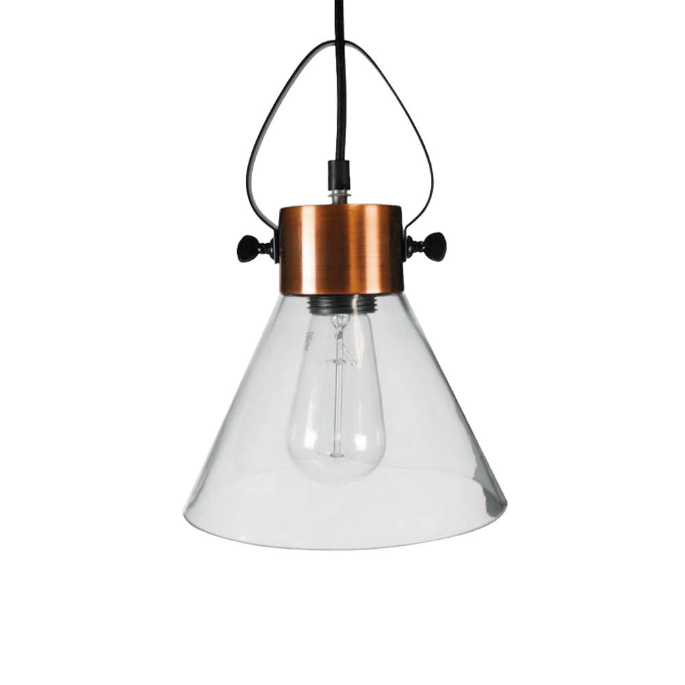 Pendant Lighting – Industrial Look Range – Antique Copper And Glass