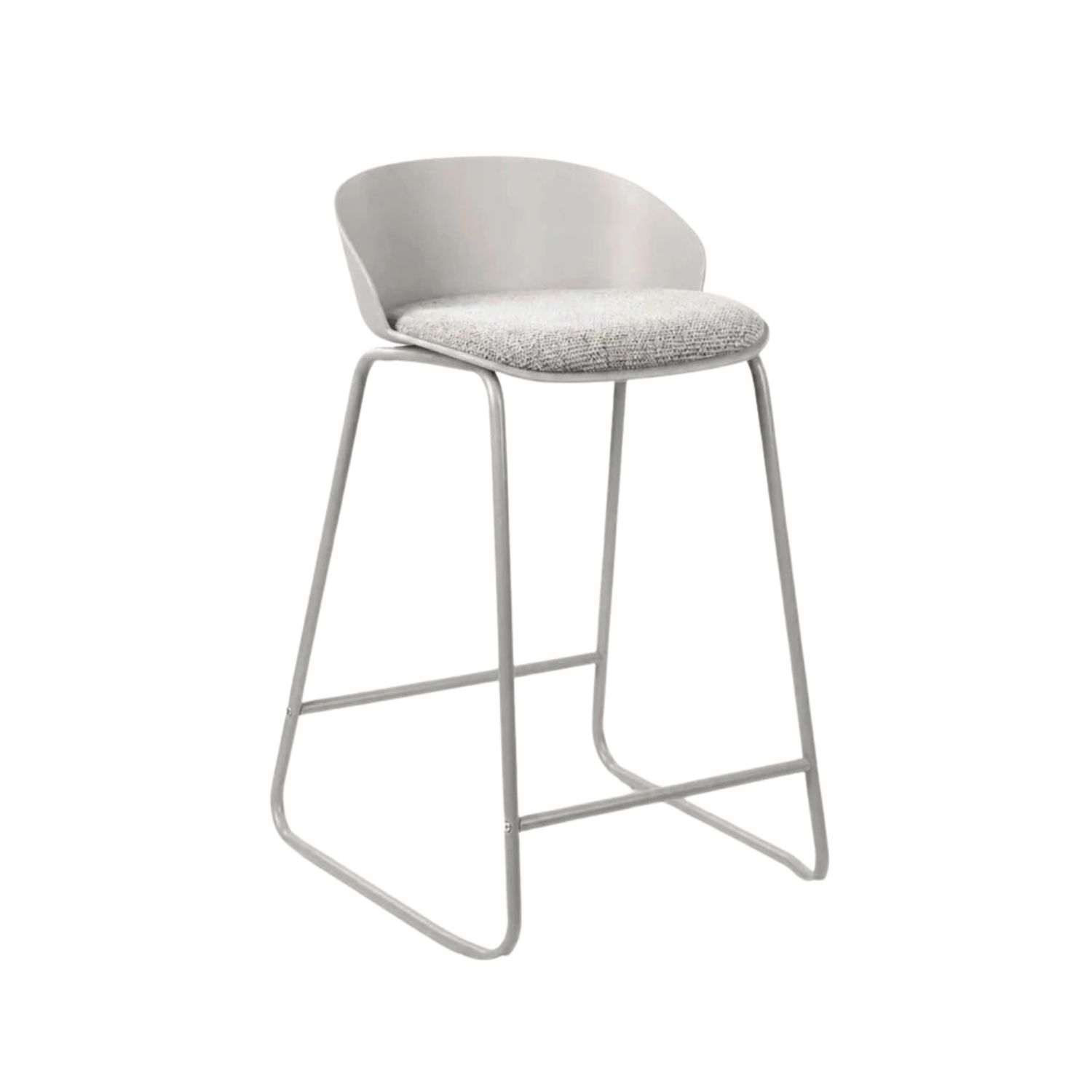Kitchen Counter Stool with Padded Fabric Seat - Grey