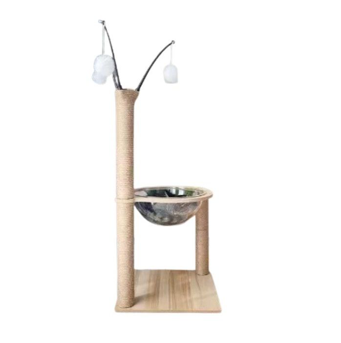 Beige Modern Cat Tree Tower with Sisal Post