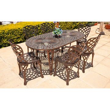 Ageless & Beautiful!   6 Seater Cast Aluminium Patio Furniture Set / Garden Furniture Set / Outdoor Furniture Set - 6 x Diamond Chairs with  85cm x 157cm Oval King Diamond Table