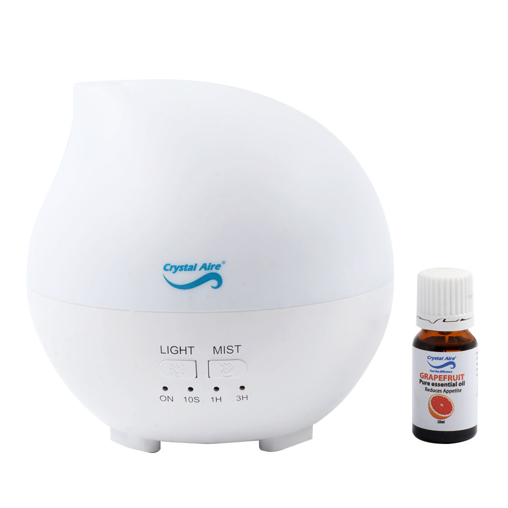 Crystal Aire Aroma Raindrop Diffuser with 10ml Grapefruit Essential Oil