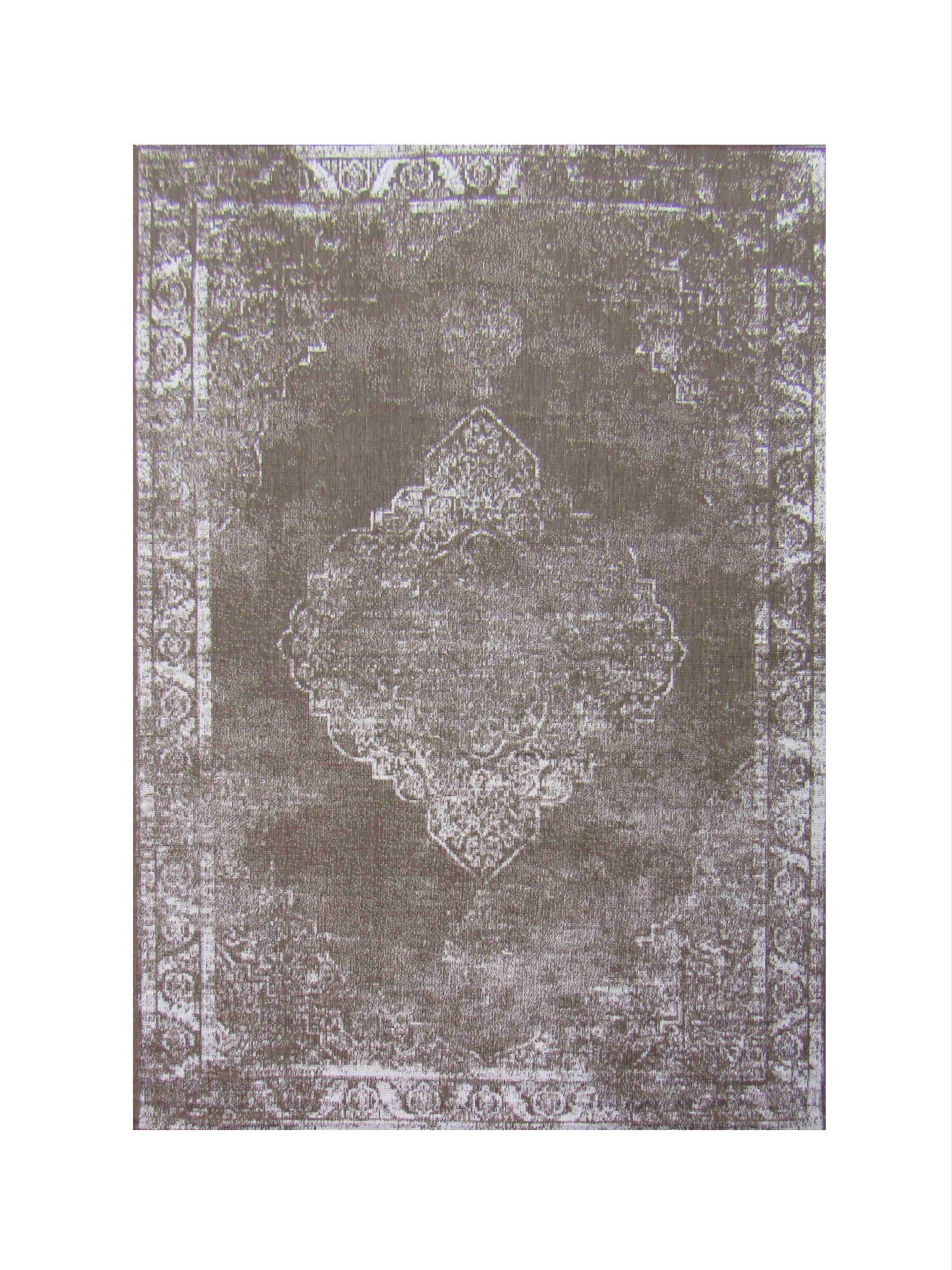 BK Carpets - Vintage Brown Indoor Outdoor Area Rug - 1.6m x 2.3m - Brown & White