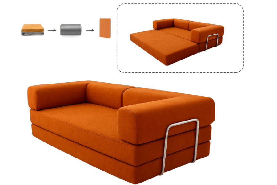 Ziyane Compressed Convertible Sleeper Couch - Rust