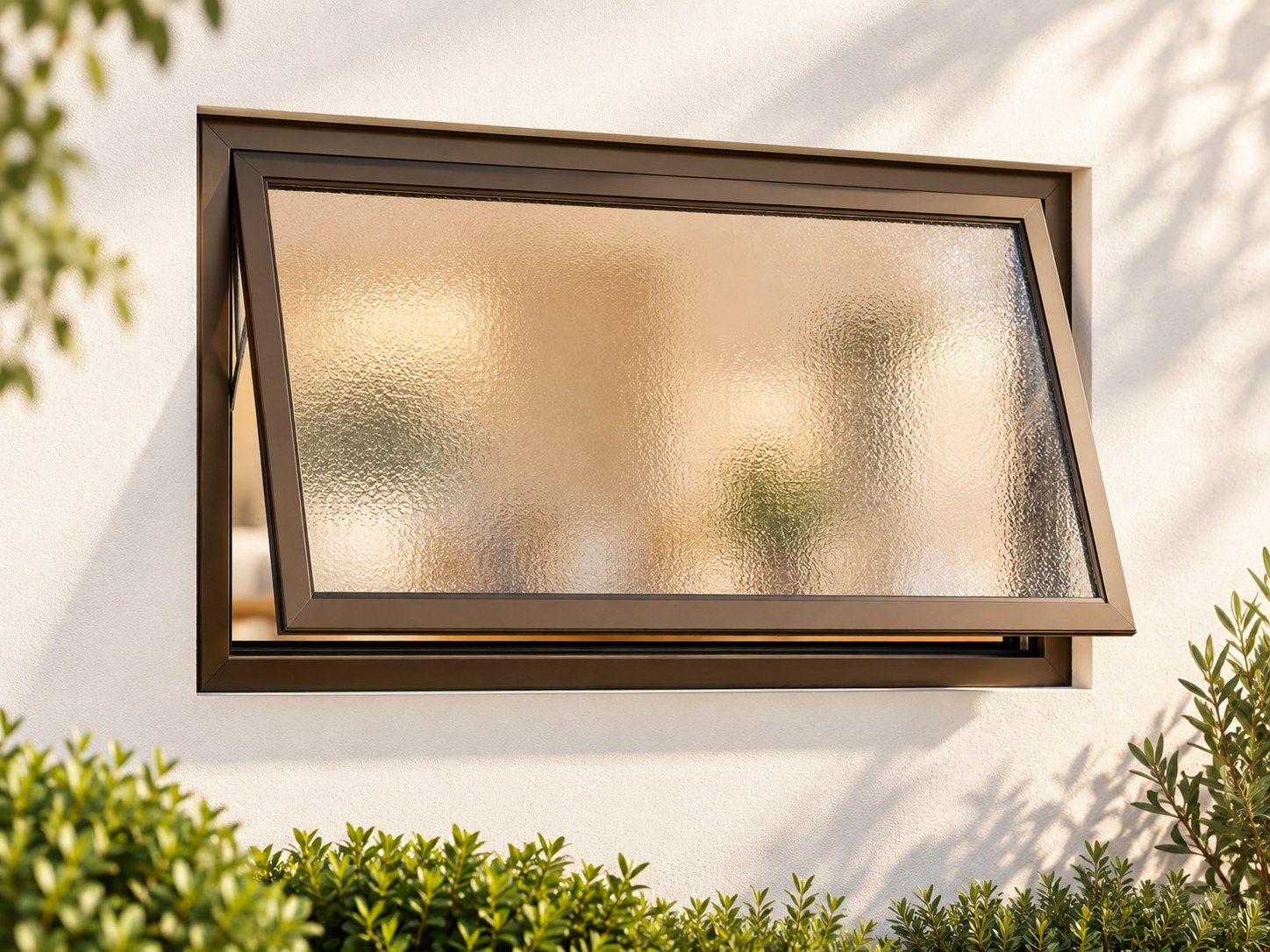 Kenzo Premium Top-Hung Aluminium Window - Bronze, 600 400 mm, Single Opener, Obscure Safety Glass