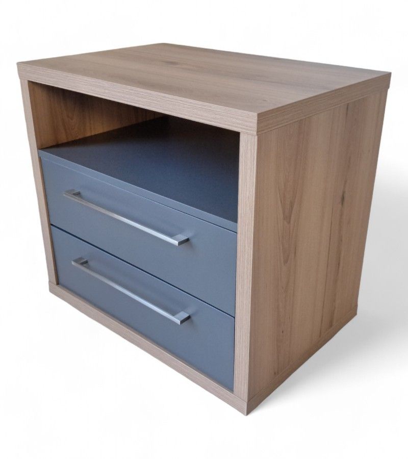 Novara Bedside Table - Sahara & Storm Grey