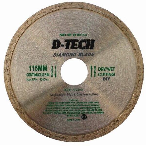 Diamond Blade Continuous Rim 115x22.23mm Tiles - 10 Pack