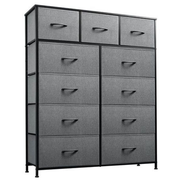LASA 11-Tier Fabric Storage Cabinet – Dark Grey, Heavy-Duty & Durable
