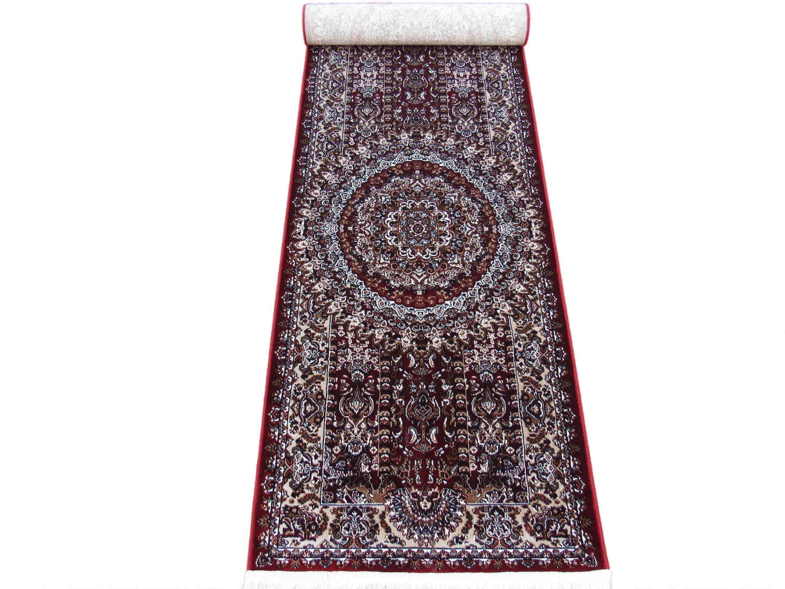 BK Carpets & Rugs - Persian Classic Inspired Kashan Runner - 80cm x 3m - Red & Beige Design
