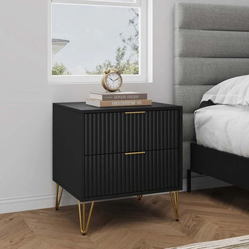 3 Drawer Dresser & Nightstand Combo Black/Gold