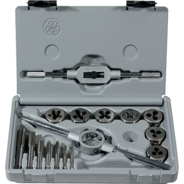 Tap & Die Set 16 Piece M3 - M12 Hss With Die Holder & Tap Wrench