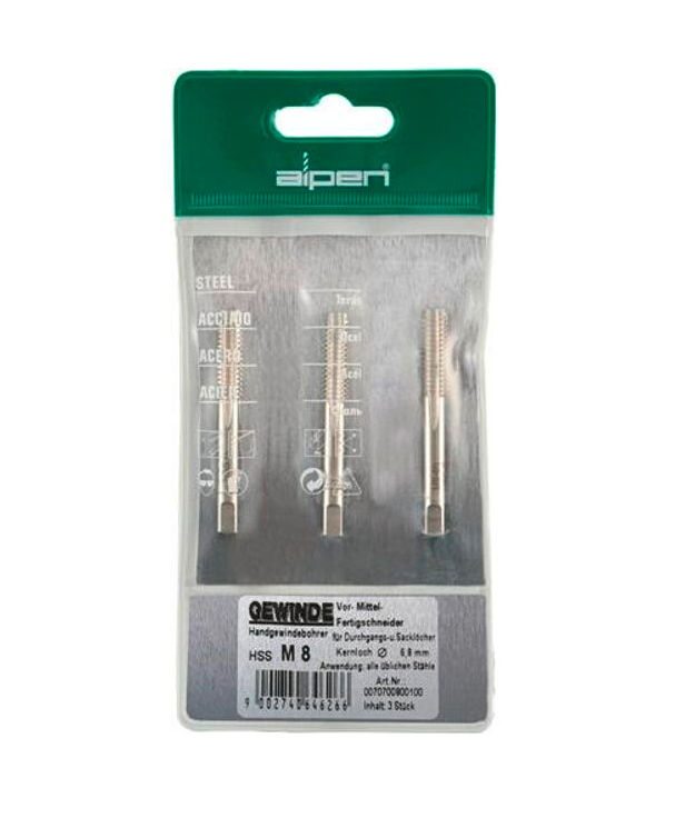 Alpen Hand Tap Set In Pouch M10 HSS 1.5mm Pitch