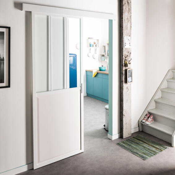 Sliding Mechanism Yumbo ARTENS for Wooden Door up to 60kg and 930mm width with White Rail Cover