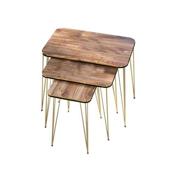 Woodly Nesting Coffee Tables with Metal Legs - Brown