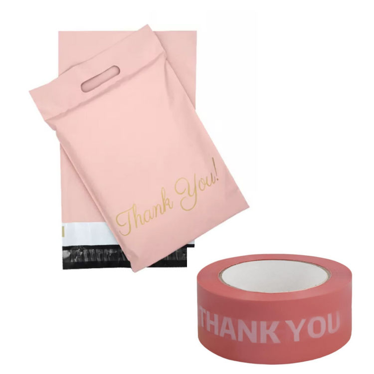 2PK Combo Thank You Polymailer Pink (32x40cm) & Thank You Tape Pink