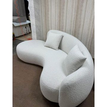 Curved Contemporary Bouclé Sofa with Cushions