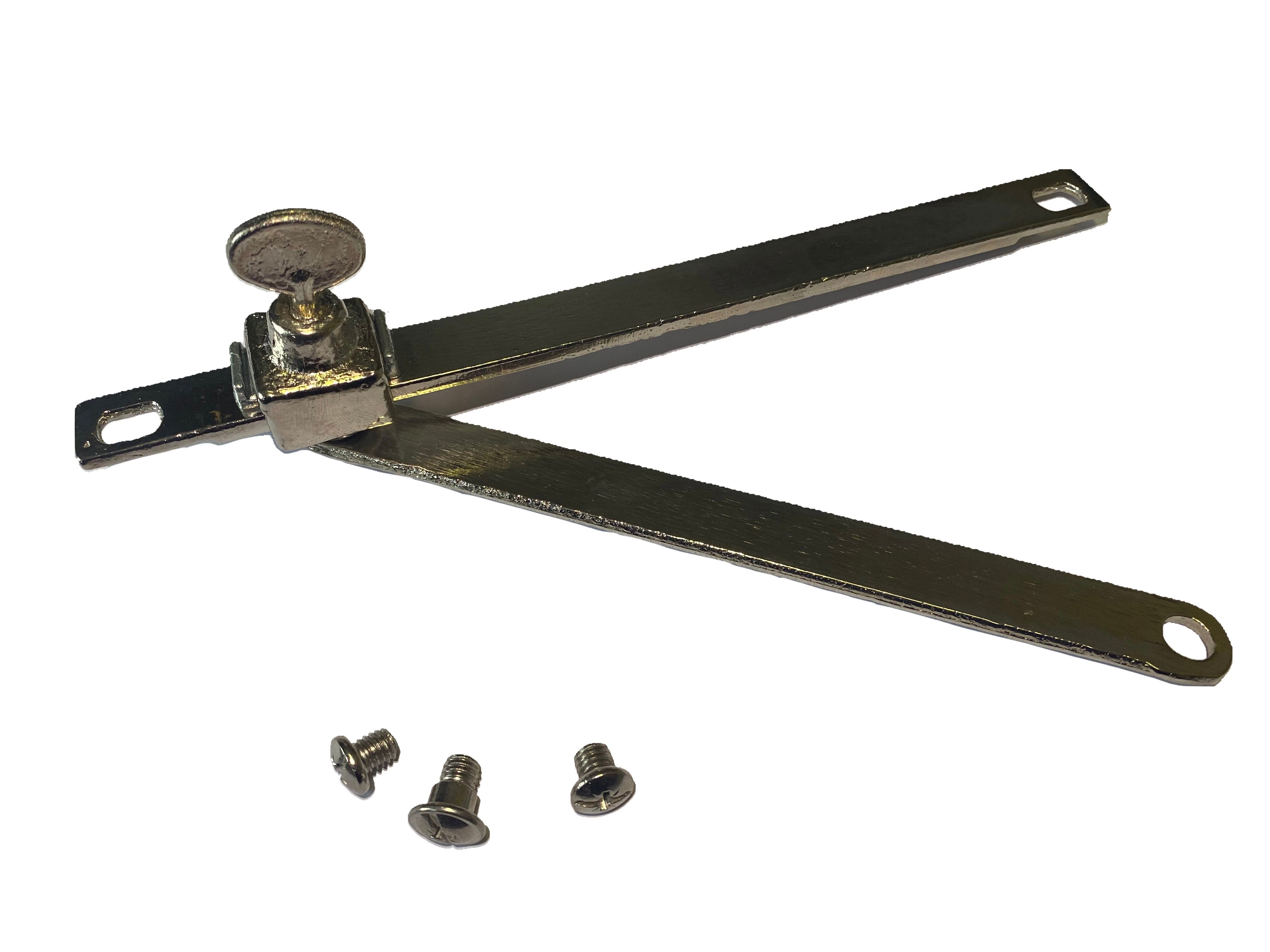 SLIDING STAY 150MM BRASS, CHROME PLATED + SCREWS