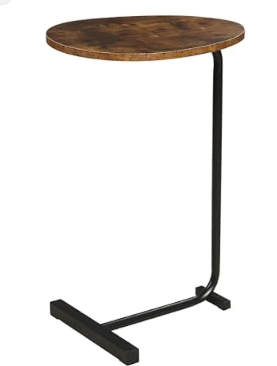 C-Shaped Side Table Waterdrop Flat Coffee Table-WALNUT