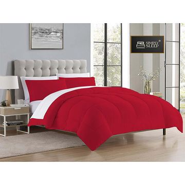 Simply Sleep - Everyday Collection Reversible Comforter Set - 90 GSM - Double - True Red - Optical white - (1pc)