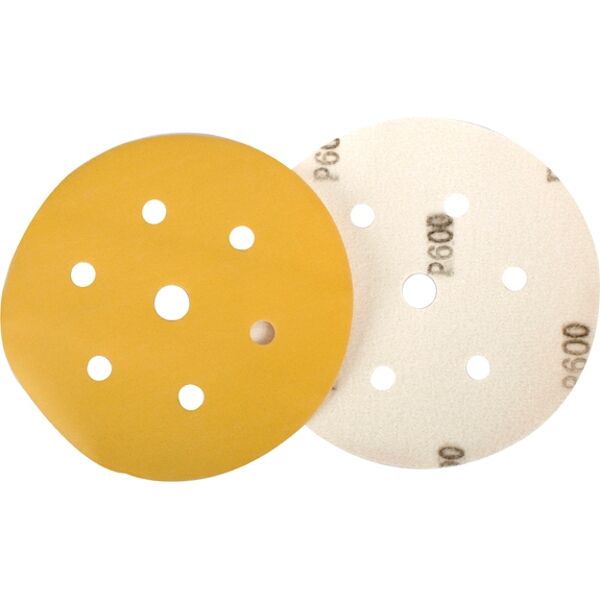Gold Disc (50 Pieces) 600Grit 150Mm X 6+1 Holes Hook And Loop