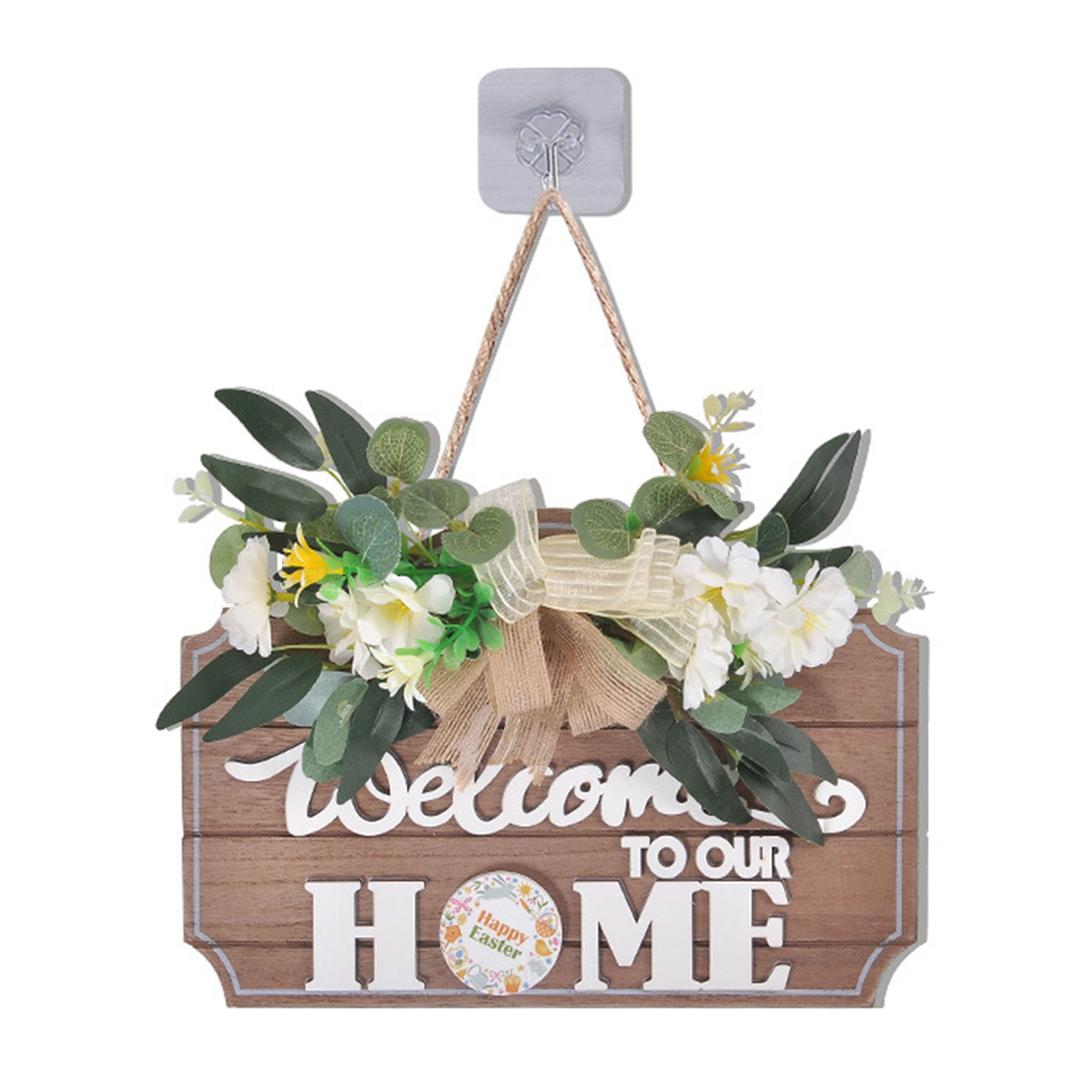 Wooden Welcome Home Sign Wall Hanging Craft with Flowers 14 Magnetic Pins