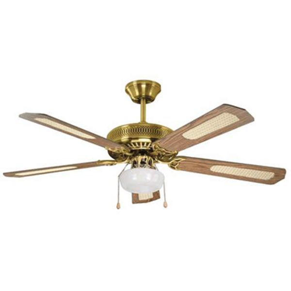 Eurolux Radiant Rattan Ceiling Fan with Light Antique