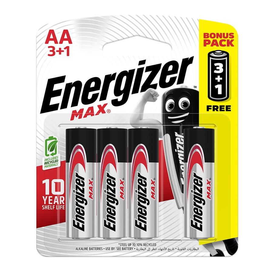 Energizer Battery Max Aa 3 + 1 Free 4 Pack- 2 Pack