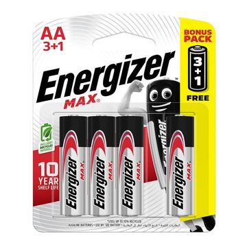 Energizer Battery Max Aa 3 + 1 Free 4 Pack- 2 Pack