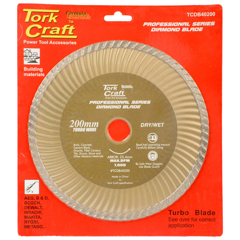Tork Craft - Diamond Blade 200 x 25.4mm Turbo - 2 Pack