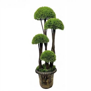 Artificial Topiary Tree with 4 Ball Spheres, Decorative Potted Plant, Bronze Base, Green