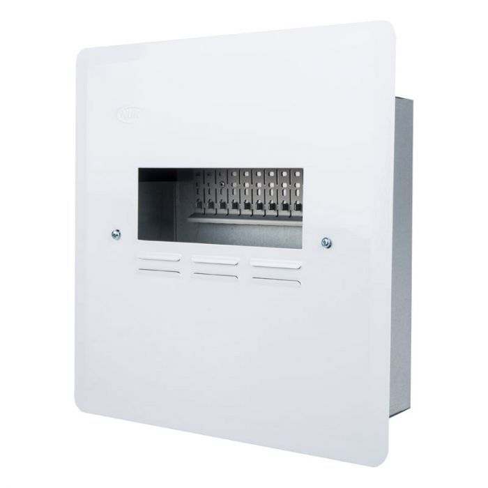 NUR Mini Rail Distribution Board - 12Way Flush Metal