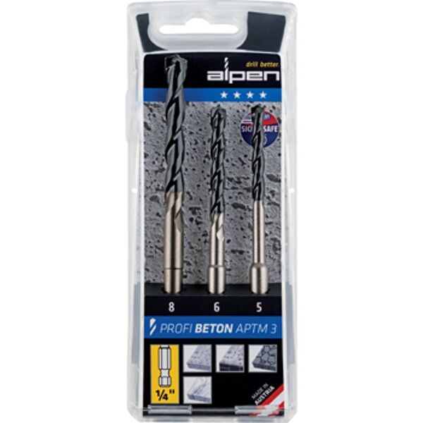 Profi Beton 3 Piece Set Hex Shank 5 6 8Mm