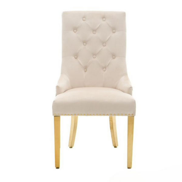 Paula Low Back Dining Chairs Beige/Gold
