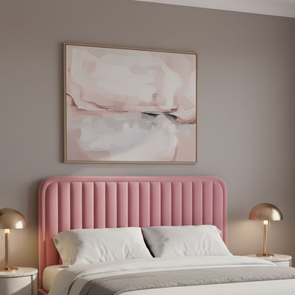Bodina Channel Velvet Tufted Headboard King-Clay Sand