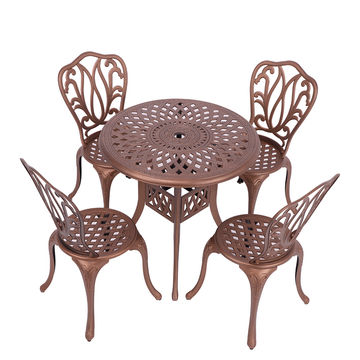 4 Seater - Lisa Aluminium Patio Set / Garden Furniture / Outdoor Dining Set    (4  Lisa  Chairs with 78cm Round Elizabeth Table) - COPPER