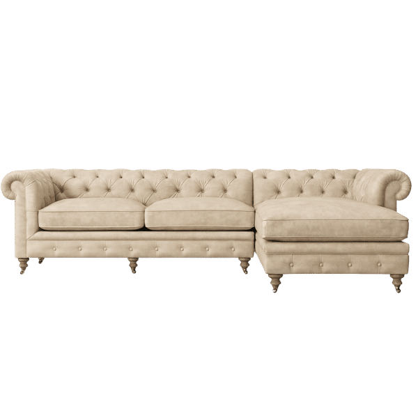 Lucky Furn Chesterfield L-Shape Sofa - Beige