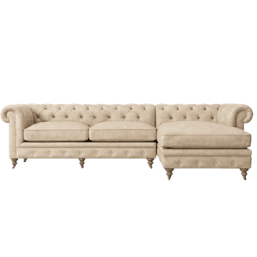 Lucky Furn Chesterfield L-Shape Sofa - Beige