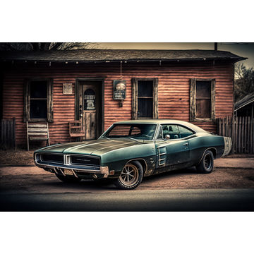 Canvas Wall Art -  Dodge Charge Vintage Car 1969- B1518 - [120 x 80 cm]