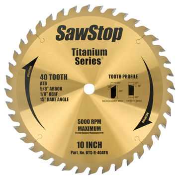 Sawstop - 40T Combination Saw Blade Titanium Series