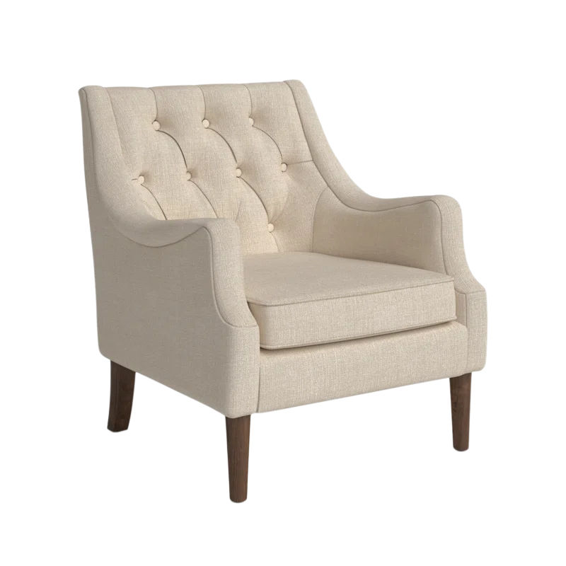 Anatonia Wide Tufted Wingback Chair - Beige