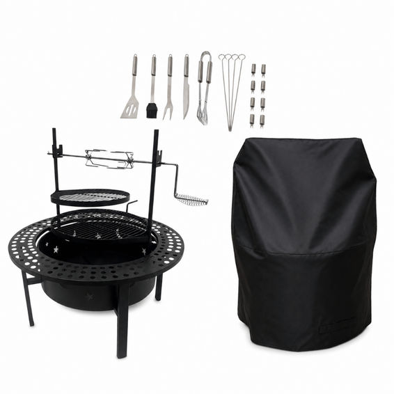 BraaiBoss 60cm Mega Fire Pit & Braai Grill with Swing Grid, Warming ...