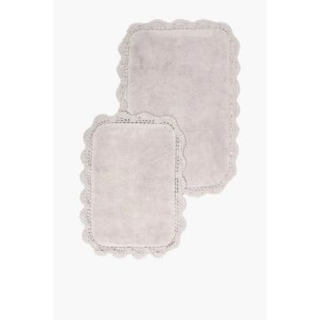 2 PIECE CROCHET BATH MAT SET Soft & Stylish Bathroom Mats (4060 & 5080cm)