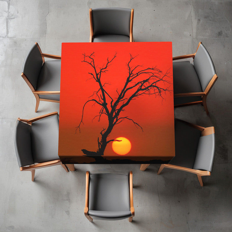 kgalagadi red sunset dead tree Square Tablecloth By Fanie Heymans ...