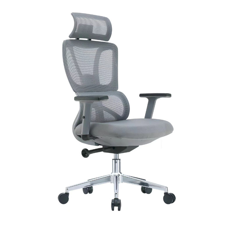 Office Chairs - Ergonomic Executive Mesh with Headrest - Grey Colour